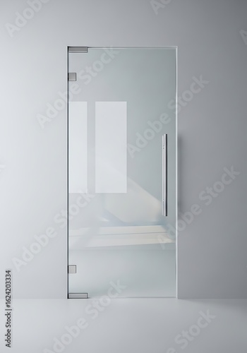 Modern glass door showcasing minimalist design against a neutral background