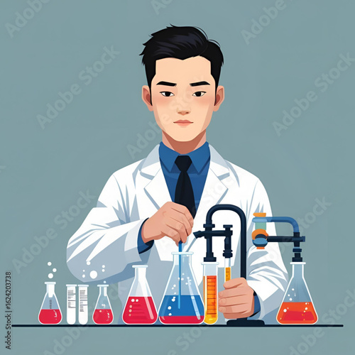 Chemist Cartoon Character Vector
