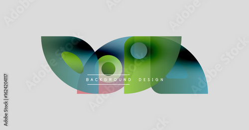 Abstract colorful shapes overlap. Modern design elements create dynamic visual impact. Background features text background design.