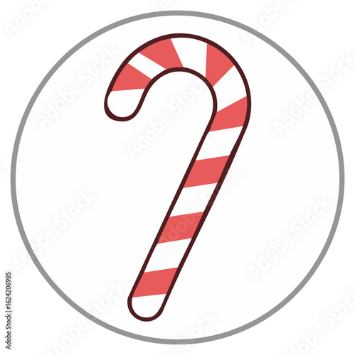 Wallpaper Mural Simple vector illustration of a red and white striped Christmas candy cane in a circle Torontodigital.ca