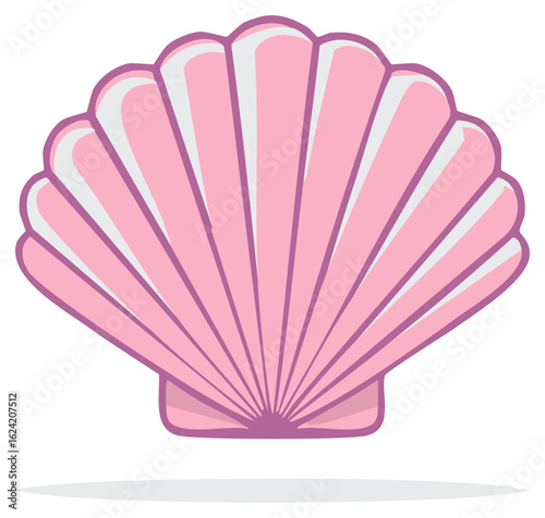 Pink Scallop Shell Illustration: Nautical Ocean Summer Marine Life Seaside Element