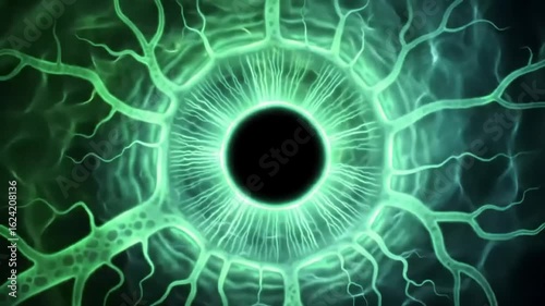 Wallpaper Mural Glowing green eye, digital art, dark background, sci-fi use Torontodigital.ca