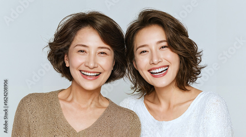 Wallpaper Mural 笑顔の母娘、寄り添うアジア人女性のポートレート Torontodigital.ca