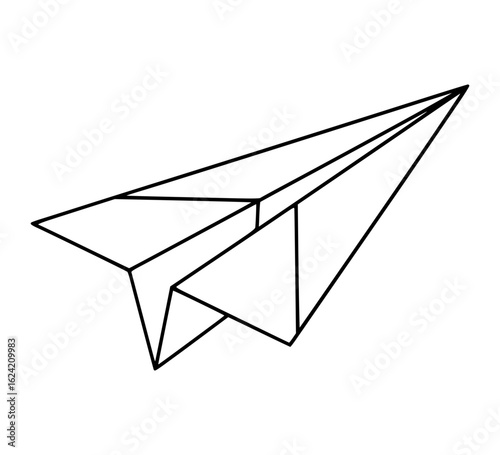 Isometric Paper Plane Line Art