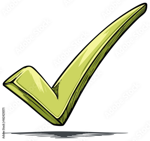 Bold Green Checkmark Symbol of Success Approval and Correctness Vector Graphic
