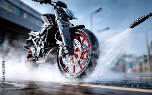 Motorcycle being washed (1)