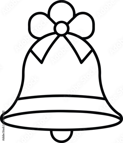 christmas bells with ribbon vector icon.