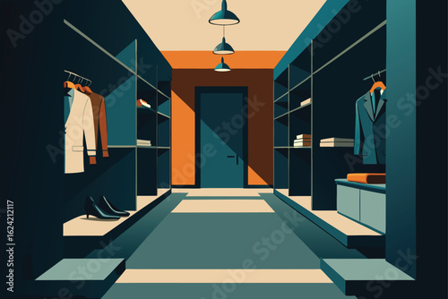 luxurious walk in closet interior vector  .eps