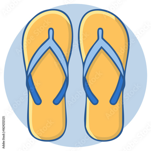 Summer Vacation Pair of Flip Flops Footwear for Beaches Illustration Cartoon