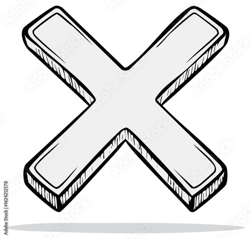 Doodle Style Gray X Mark Illustration Negative Symbol Graphic
