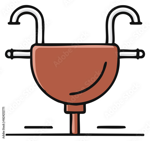Rustic Copper Plunger with Curved Handles and T-Shaped Base
