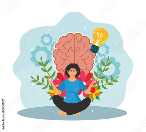 A woman does yoga exercises for mental and physical health, clear mind, and harmony.