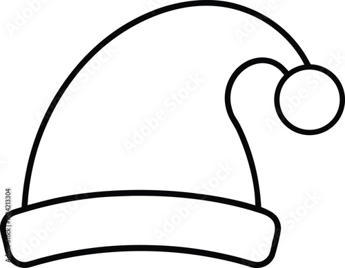 santa hat or santa claus hat outline vector icon on a transparent background.