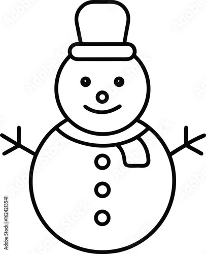 snowman with an outline style, PNG, JPG, EPS.