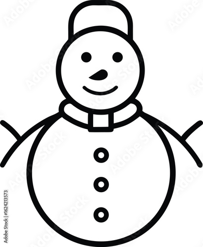 snowman line art vector icon on a transparent background.