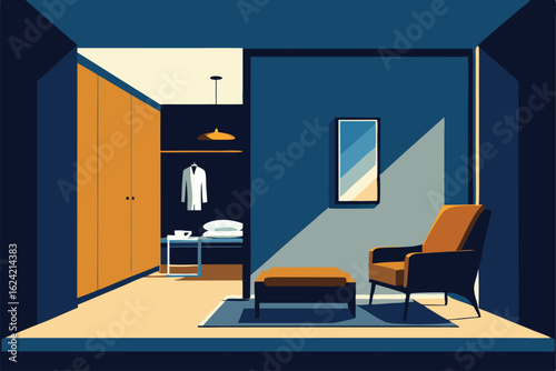 master bedroom suite vector with walk in closet  