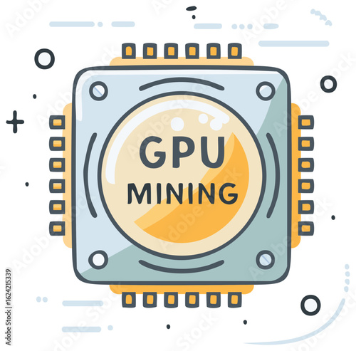 GPU mining concept illustrated with a computer processor chip icon for cryptocurrency technology