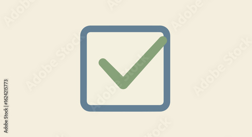 Accepted selection. Check mark in a box on a plain background. Use Approval