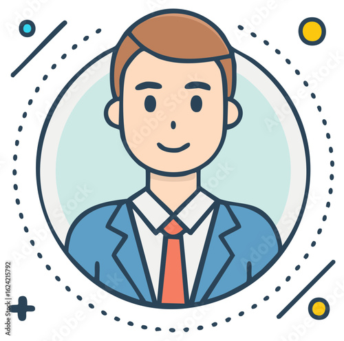 Smiling professional businessman in a suit and tie icon design