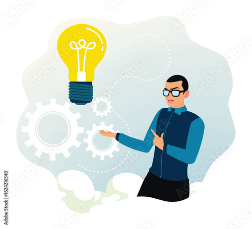 Young men imagine with ideas and fantasy.