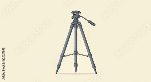 Isolated tripod on a light backdrop, ready for photography and videography
