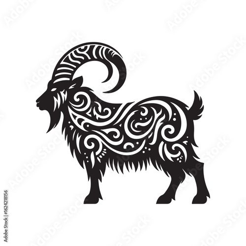 Wallpaper Mural WebTribal Angora Goat Silhouette SVG with Decorative Swirls and Cutout Pattern for Farm Animal Clipart Cricut and Laser Projects Torontodigital.ca