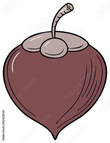 Exotic Tropical Mangosteen Fruit Still Life Isolated Food Illustration Element in Cartoon Style
