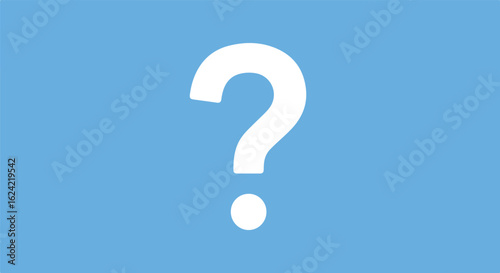 White question mark on a blue backdrop, conceptual design element usage