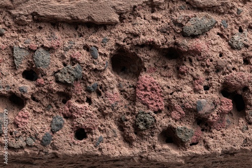 Close up of a Textured Red Brick Wall with Natural Variations