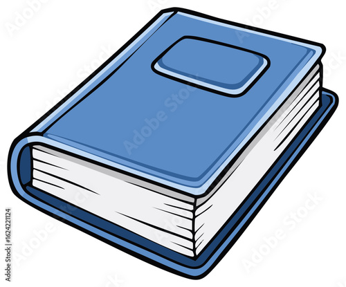Illustration of a closed light blue hardcover book with blank pages, vector image for education, business, and creative projects