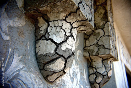 Close up of Cracked and Weathered Tree Trunk Showing Natural Texture and Aging Patterns