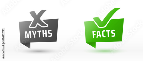 myth vs facts comparison concept in origami style