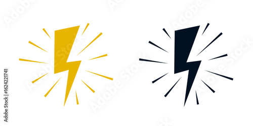set of lighting thunderbolt flash symbol design