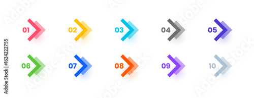 colorful directional arrow bullet point element in collection