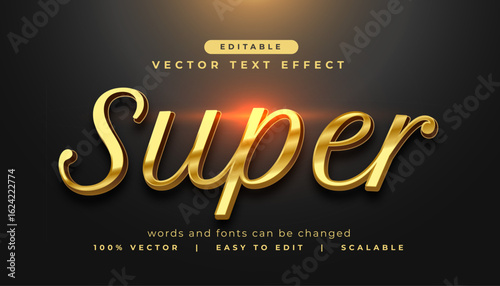 customizable 3d golden super text effect template