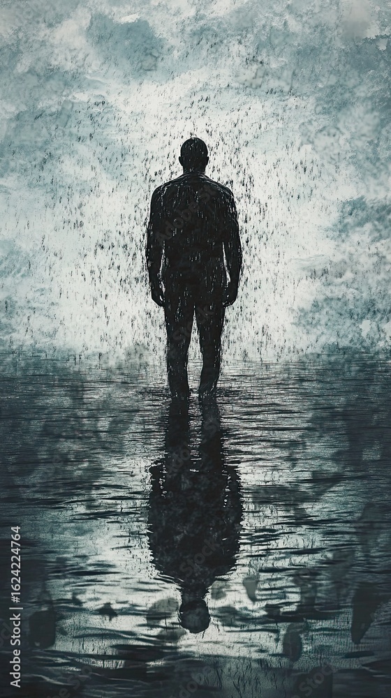 Fototapeta premium Man in rain