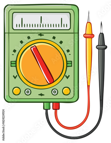 Electrical Multimeter Cartoon Style Illustration Instrument Tester Tool