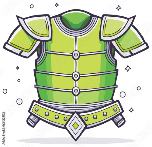 Fantasy green armor chest plate with shoulder guards and belt detail
