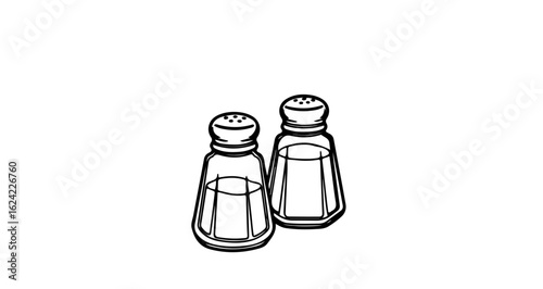 Illustration of salt and pepper shakers for kitchen seasoning and dining table condiments drawing design art