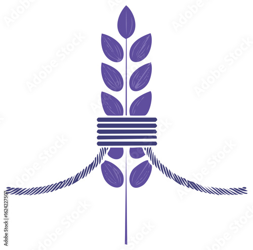 Minimalist Purple Wheat Sheaf Design with Rope Tie for Agriculture Themes