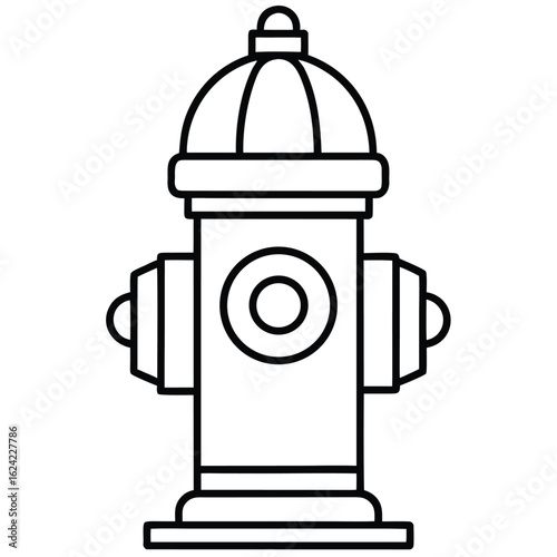 Outline Illustration of a Black and White Fire Hydrant Symbol Design