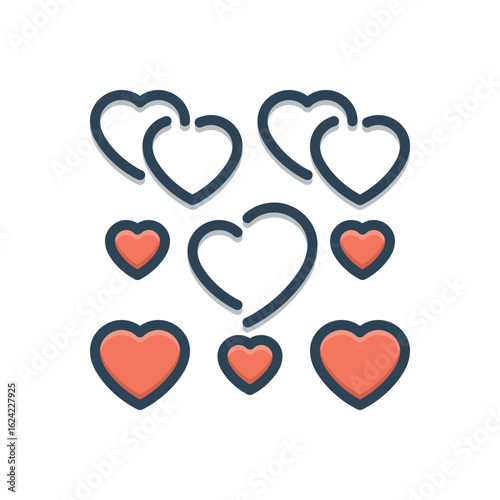 Color illustration icon for love