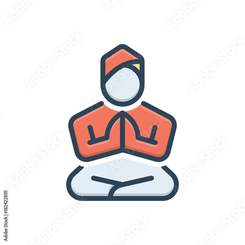 Color illustration icon for pray
