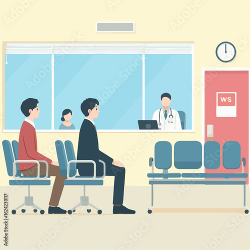 flat illustration of a person waiting at home sick