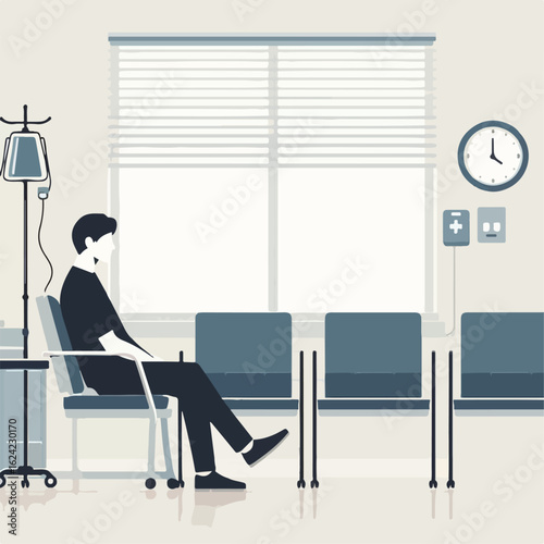 flat illustration of a person waiting at home sick