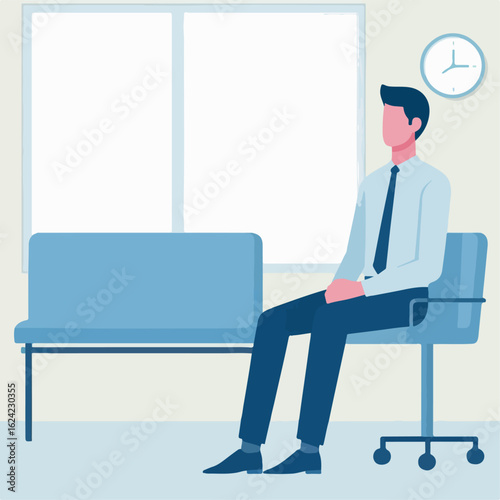 flat illustration of a person waiting at home sick