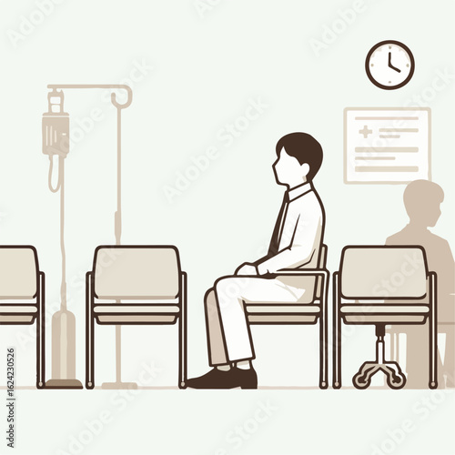 flat illustration of a person waiting at home sick