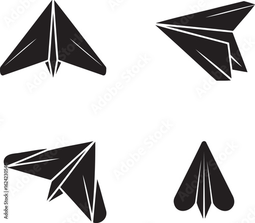 Paper plane silhouette set vector illustration isolated On Transparent Background