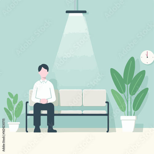 flat illustration of a person waiting in hospital