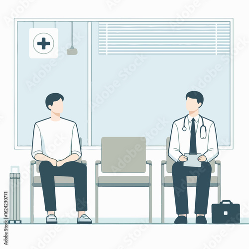 flat illustration of a person waiting in hospital